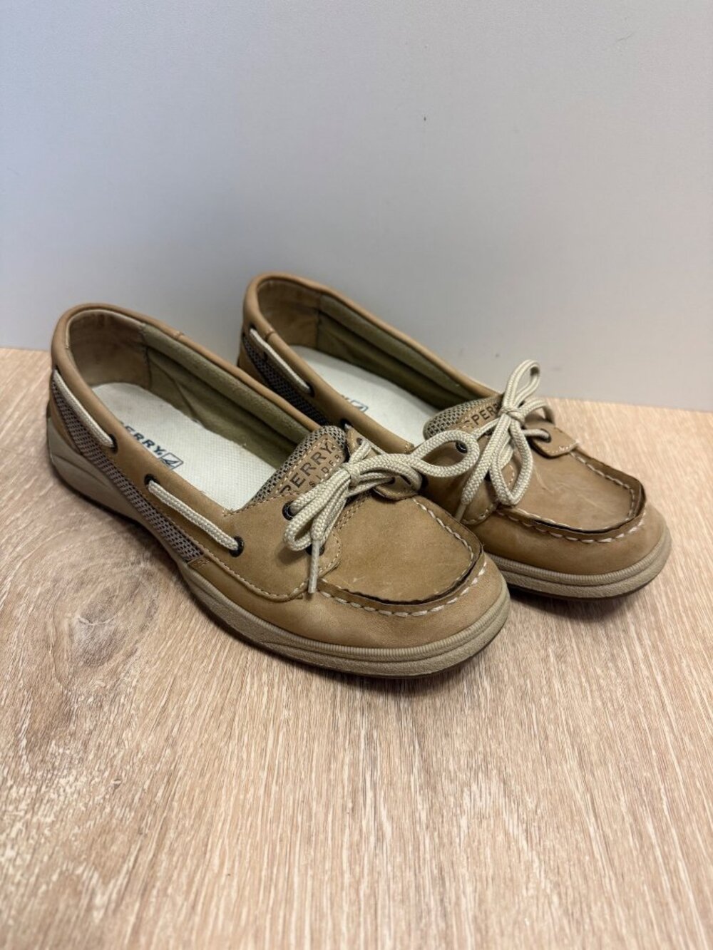 Sperry Laguna Womens Leather Boat Shoes Tan Casual Slip-On 5M